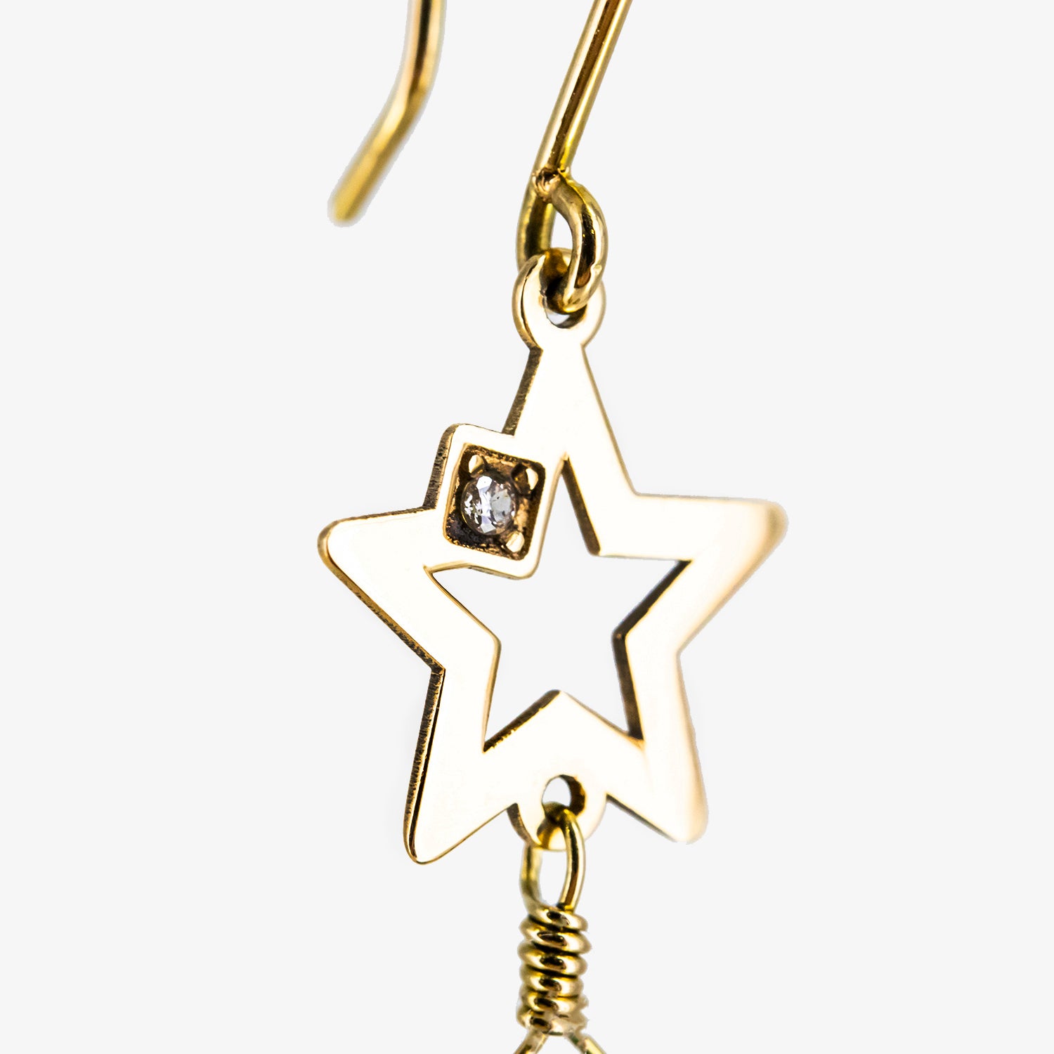Pendientes de oro 18 kt. con esmeralda natural y diamante