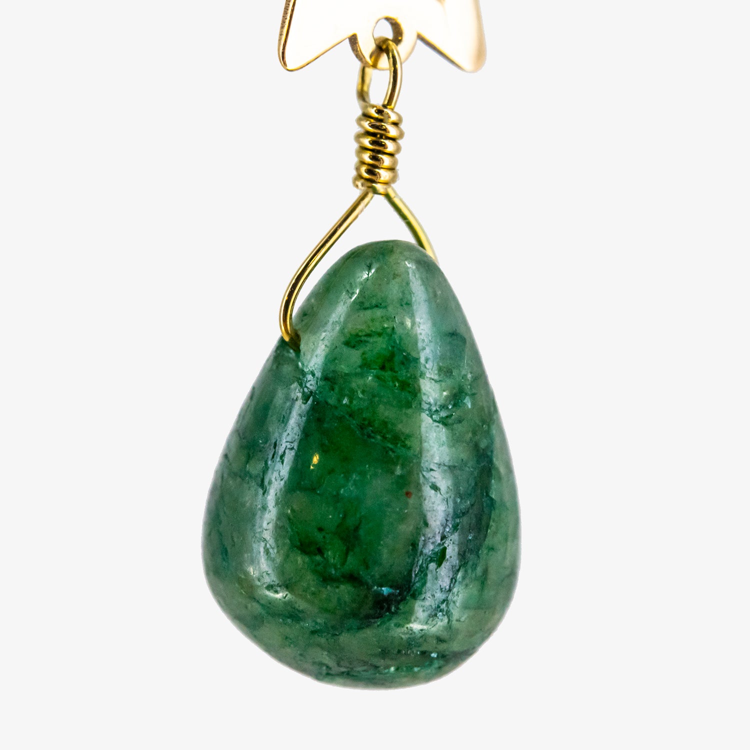 Pendientes de oro 18 kt. con esmeralda natural y diamante