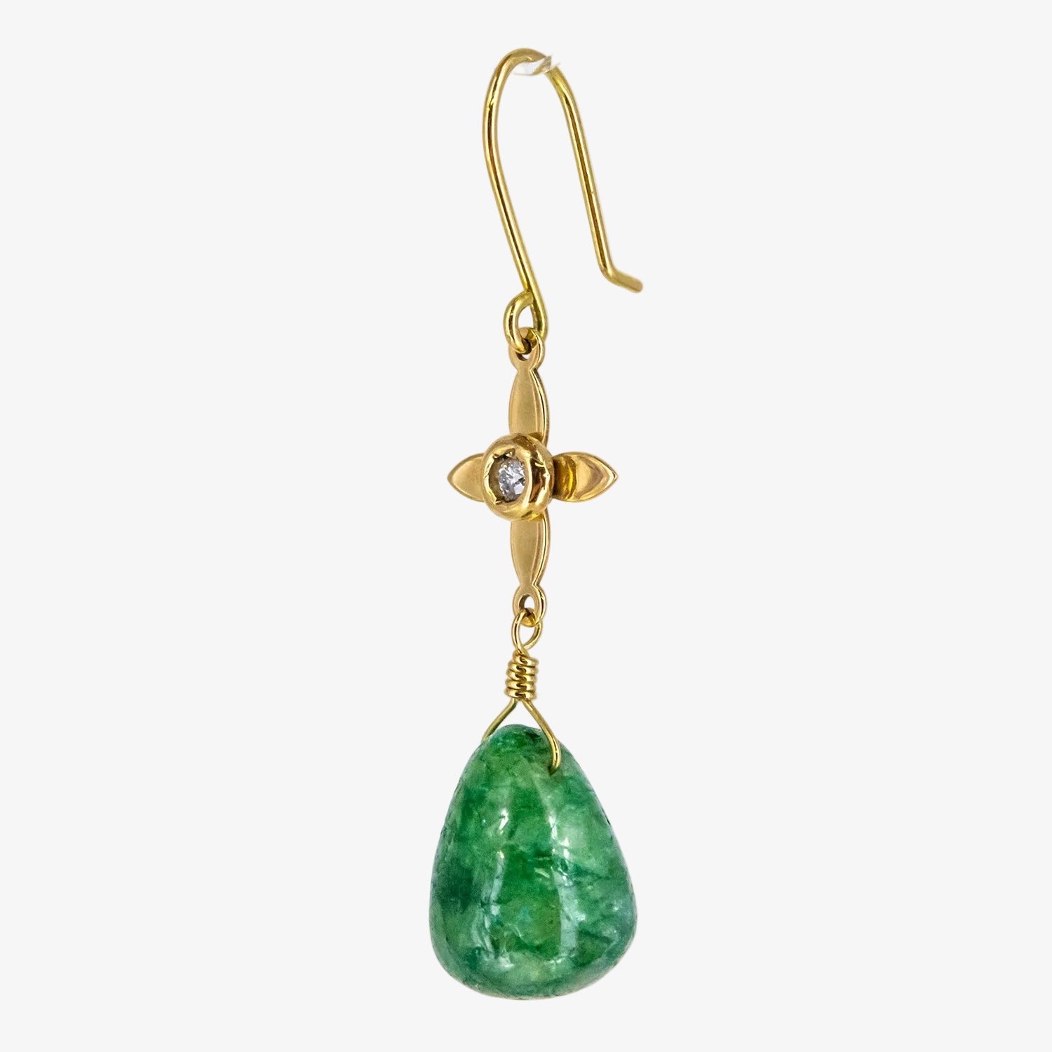 Pendientes de oro 18 kt. con diamantes y esmeraldas