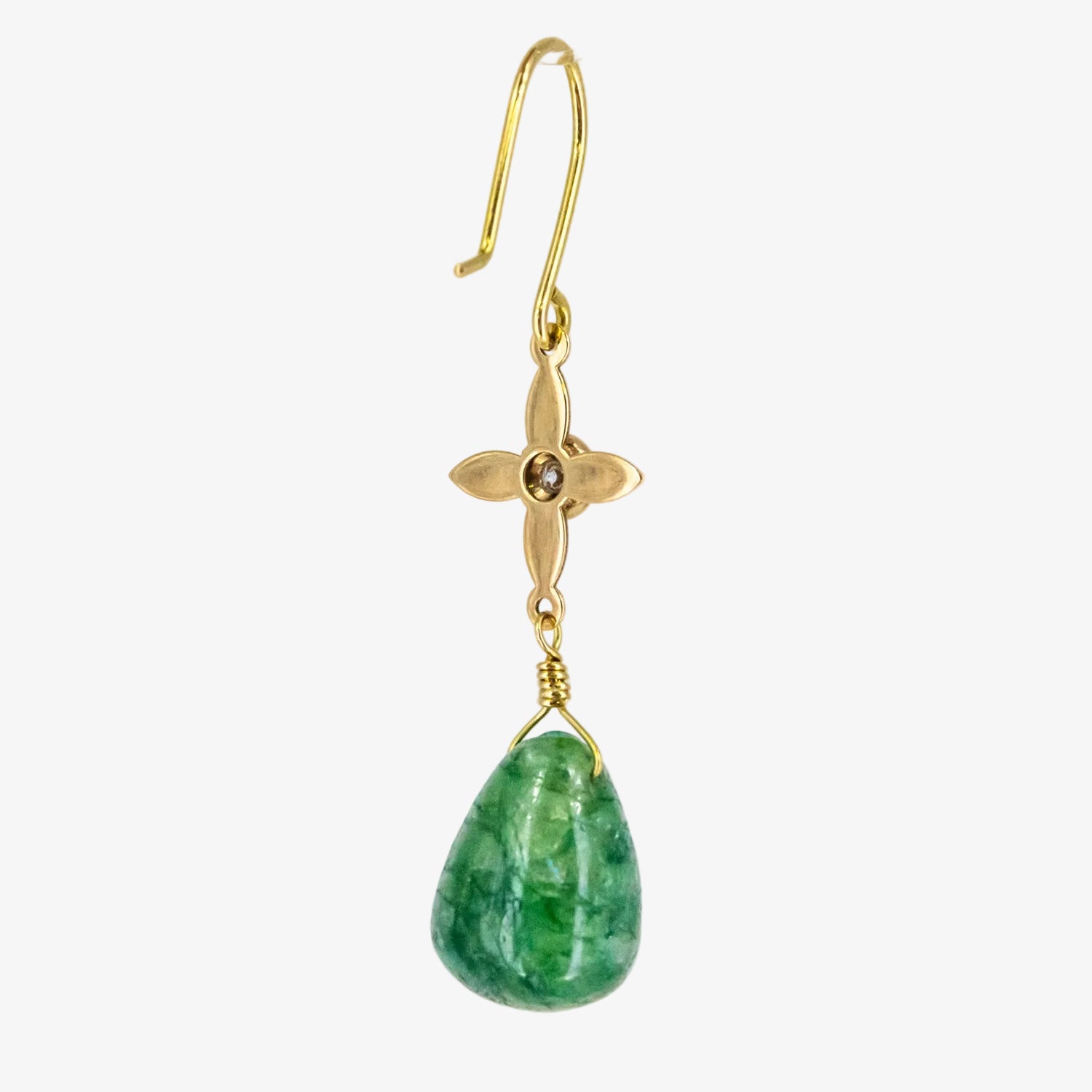 Pendientes de oro 18 kt. con diamantes y esmeraldas
