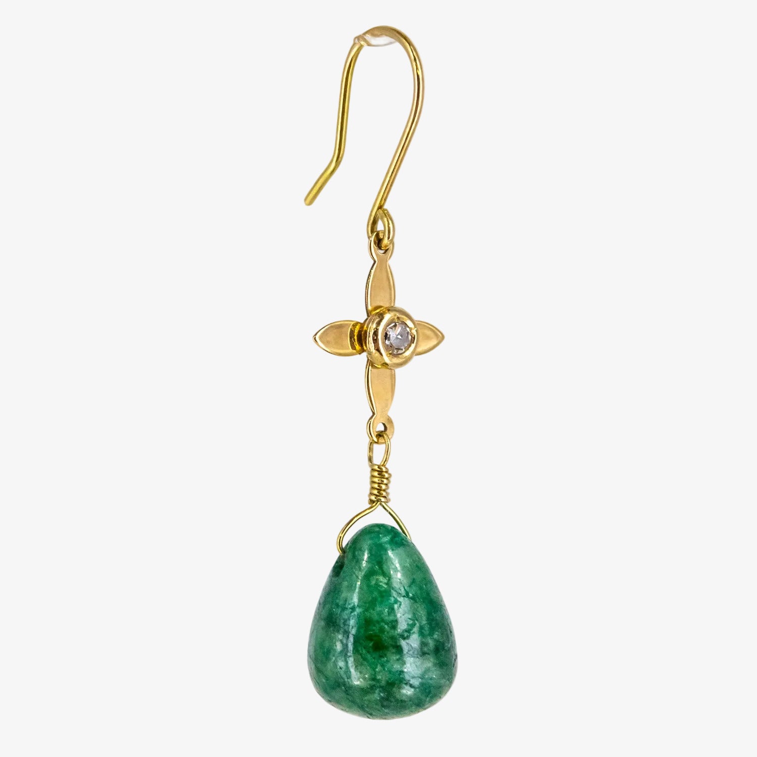 Pendientes de oro 18 kt. con diamantes y esmeraldas