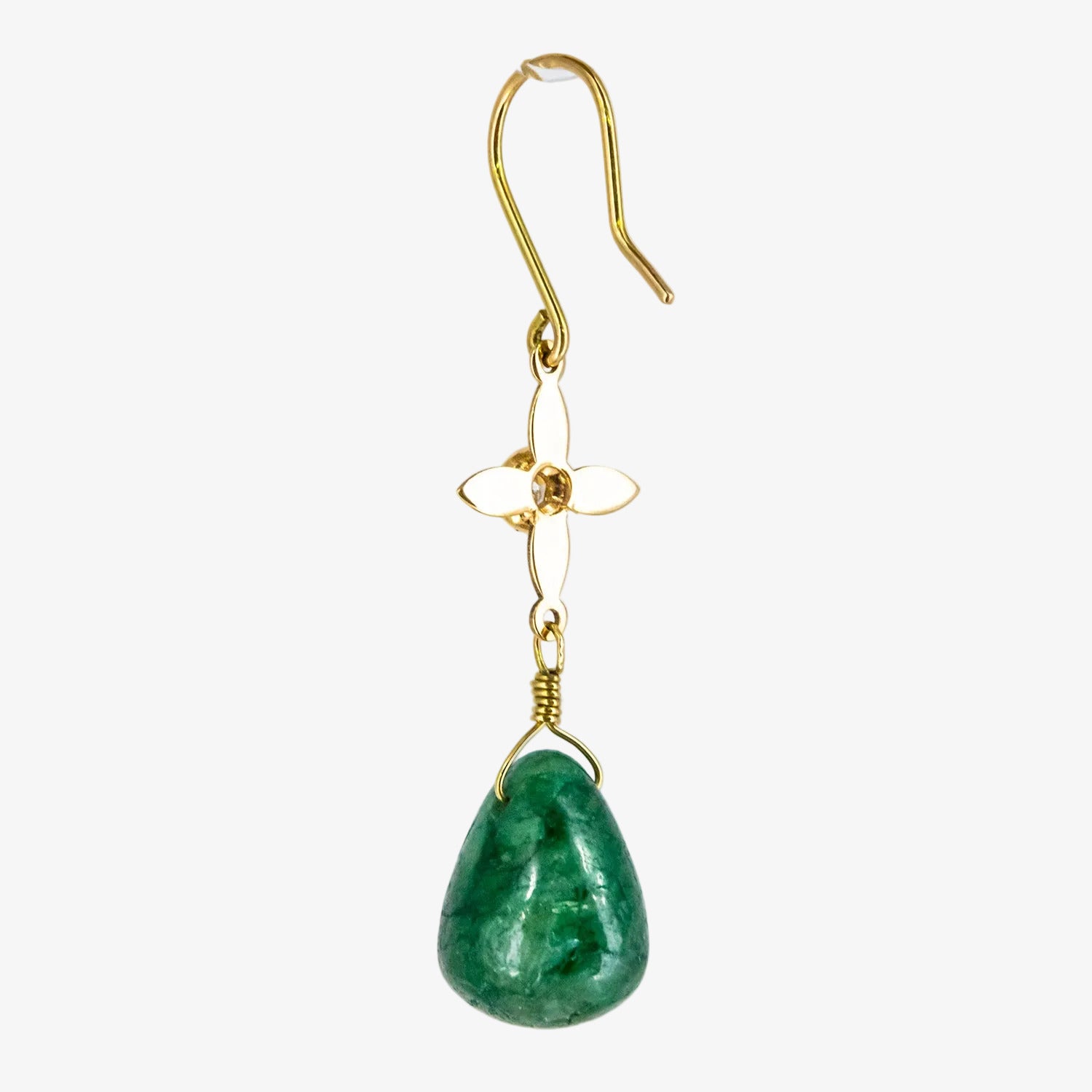 Pendientes de oro 18 kt. con diamantes y esmeraldas