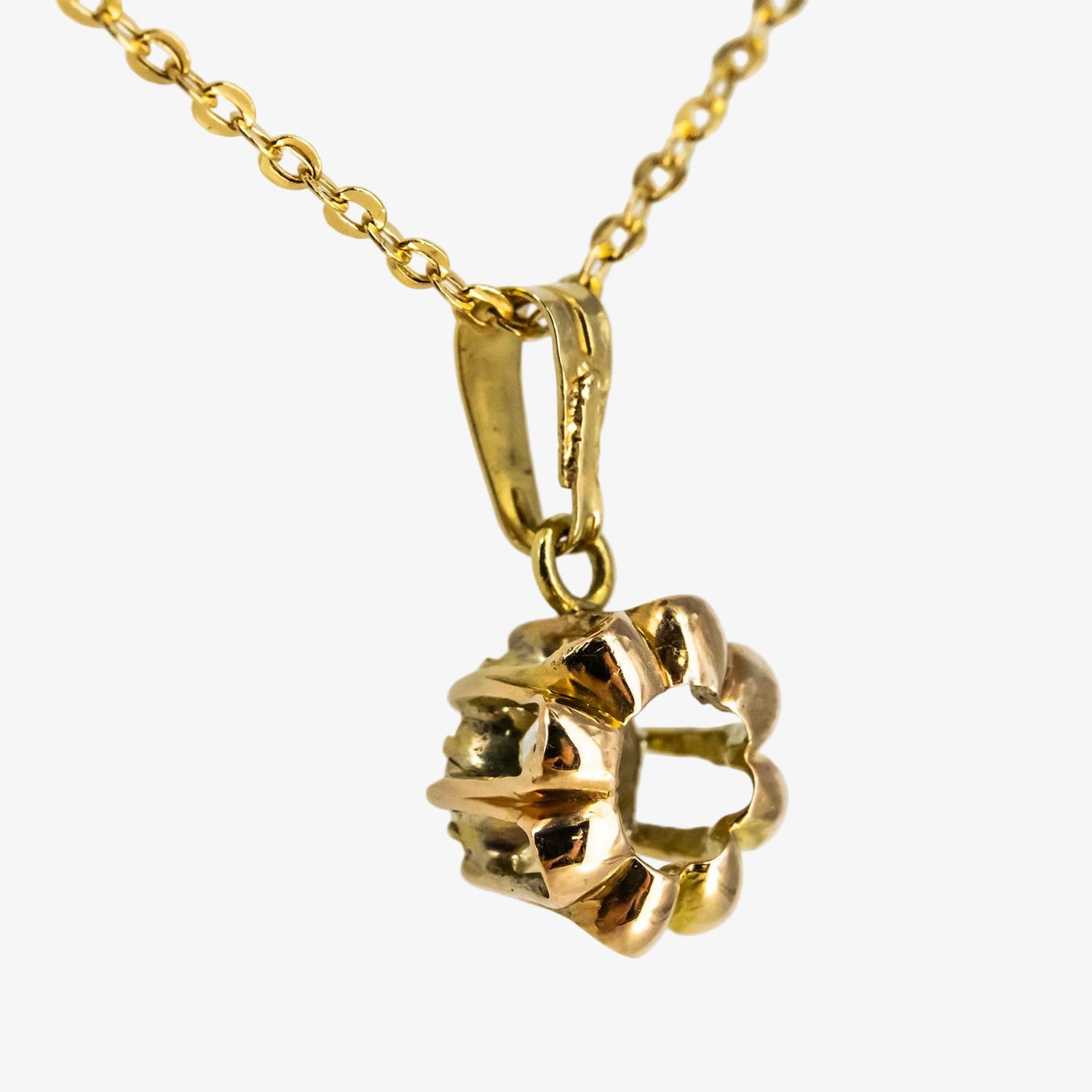 Colgante vintage de oro 18 kt. con diamante flat