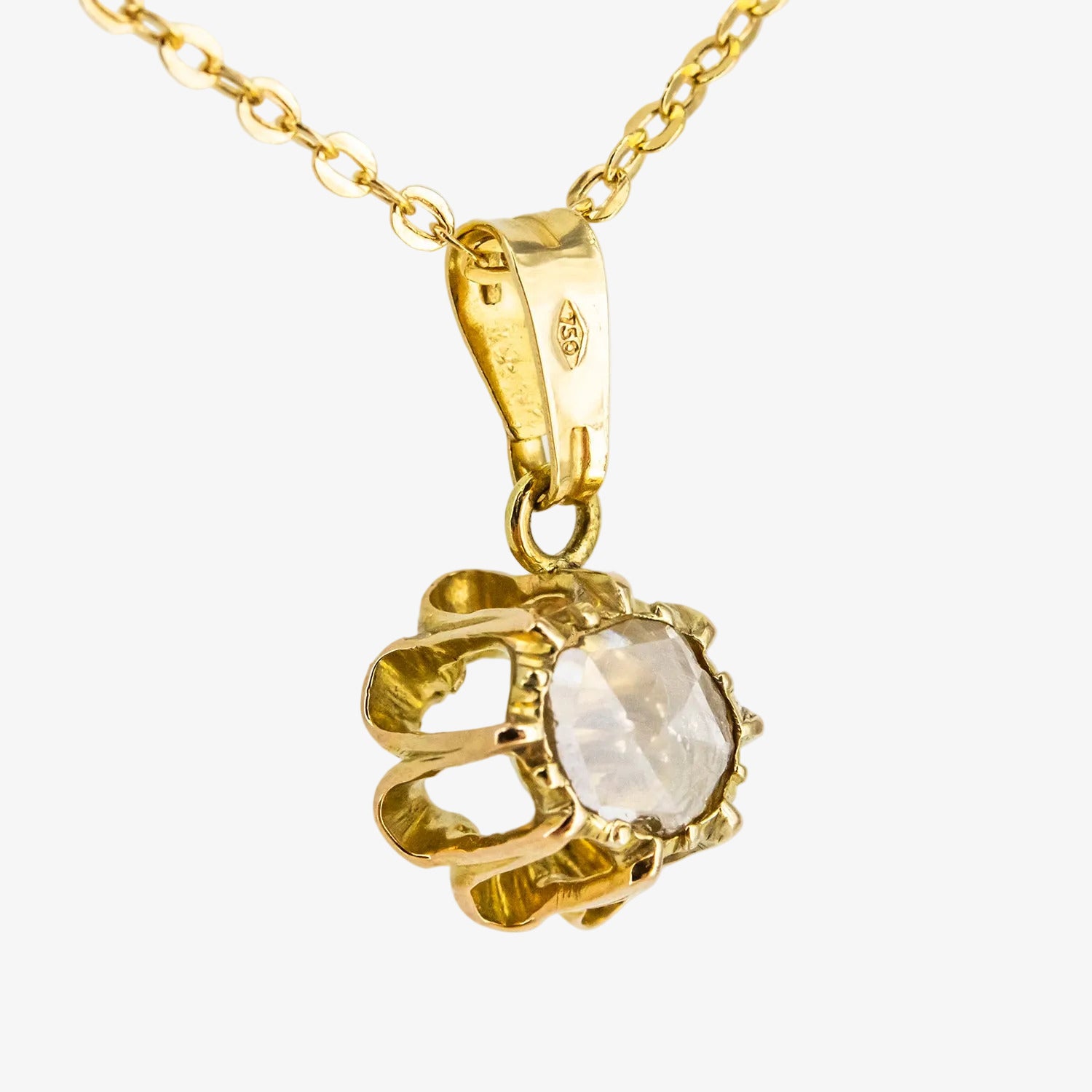 Colgante vintage de oro 18 kt. con diamante flat