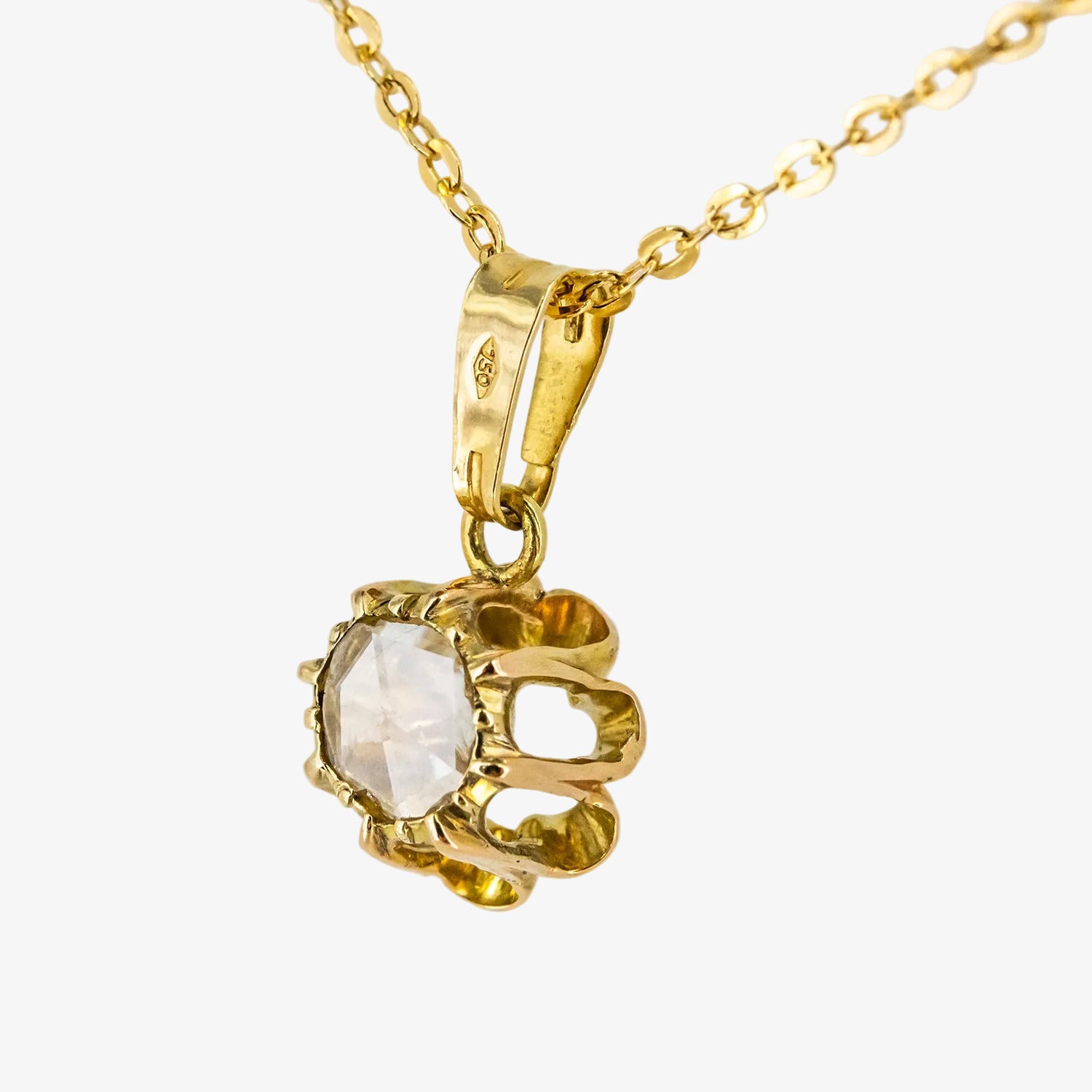 Colgante vintage de oro 18 kt. con diamante flat