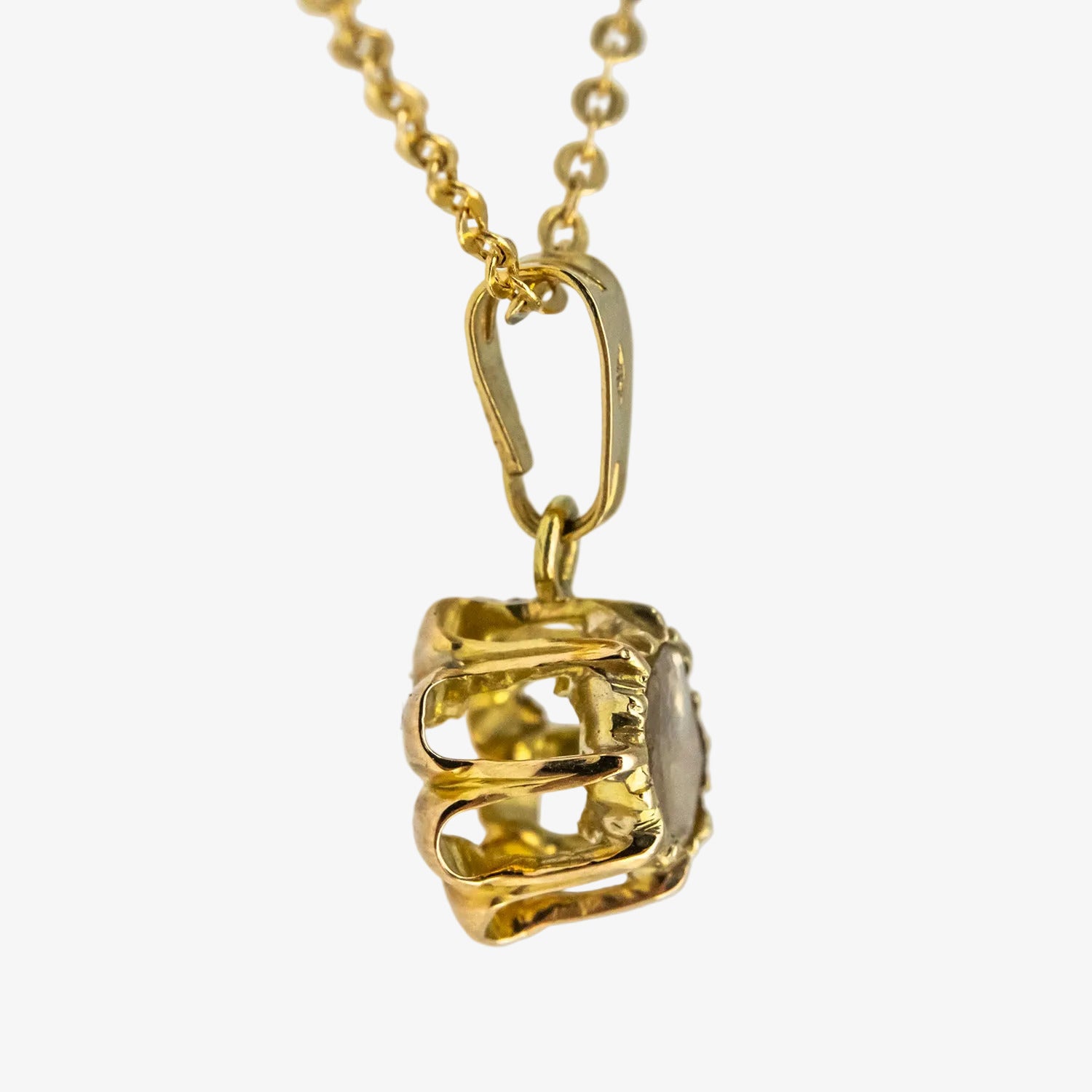 Colgante vintage de oro 18 kt. con diamante flat