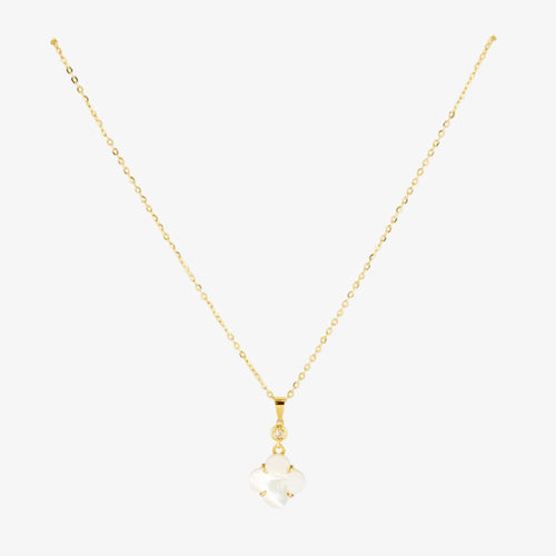 Conjunto de gargantilla y pendientes de oro amarillo de 18 kt. con nácar y diamantes talla brillante