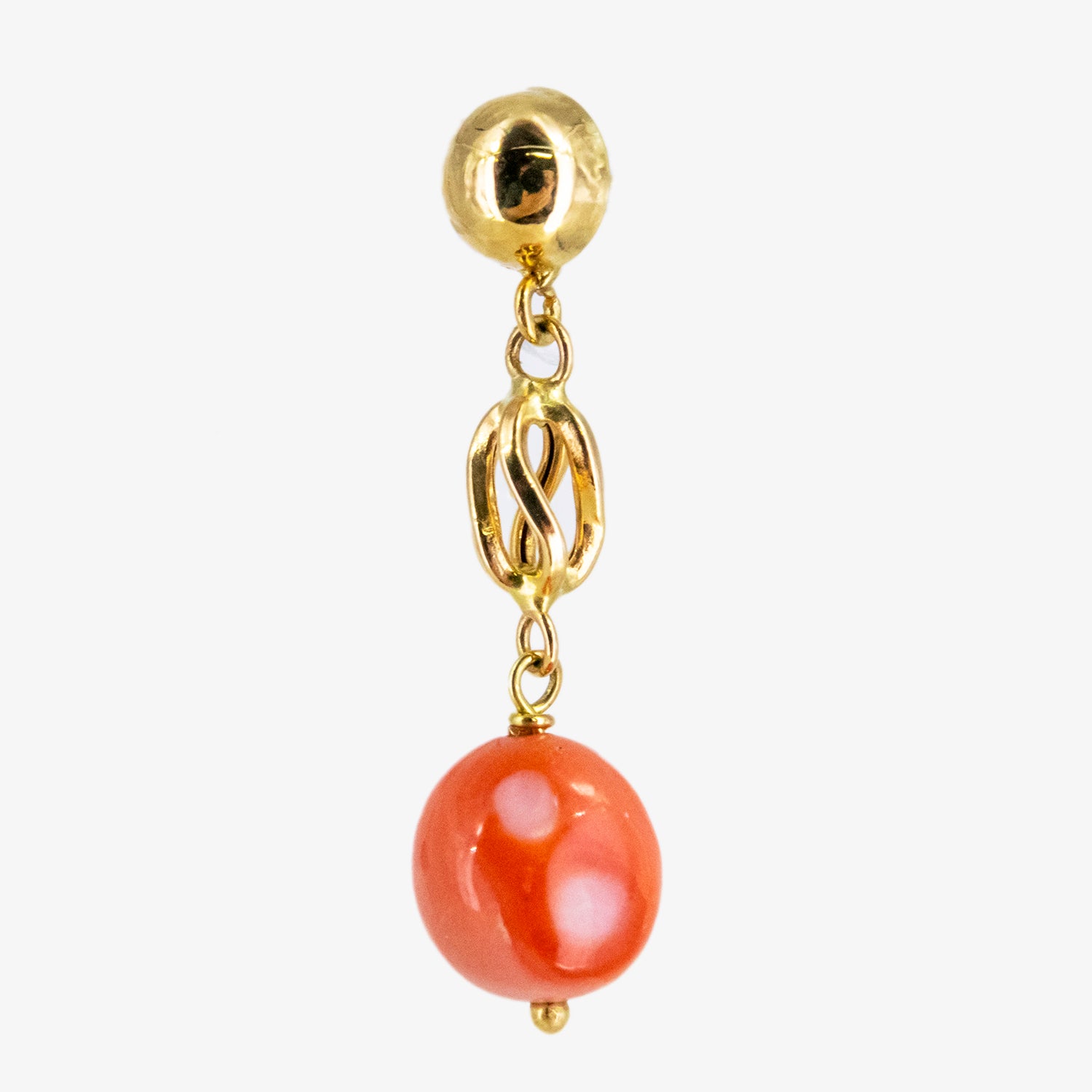 Pendientes de oro 18 kt. con coral natural del Pacífico