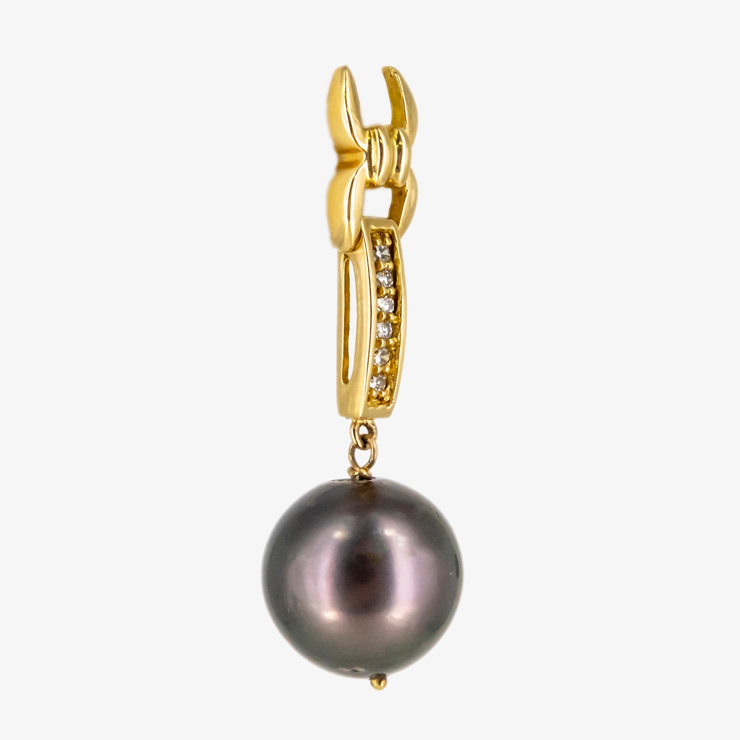 Pendientes de oro 18 kt. con diamantes talla brillante y perlas de Tahití